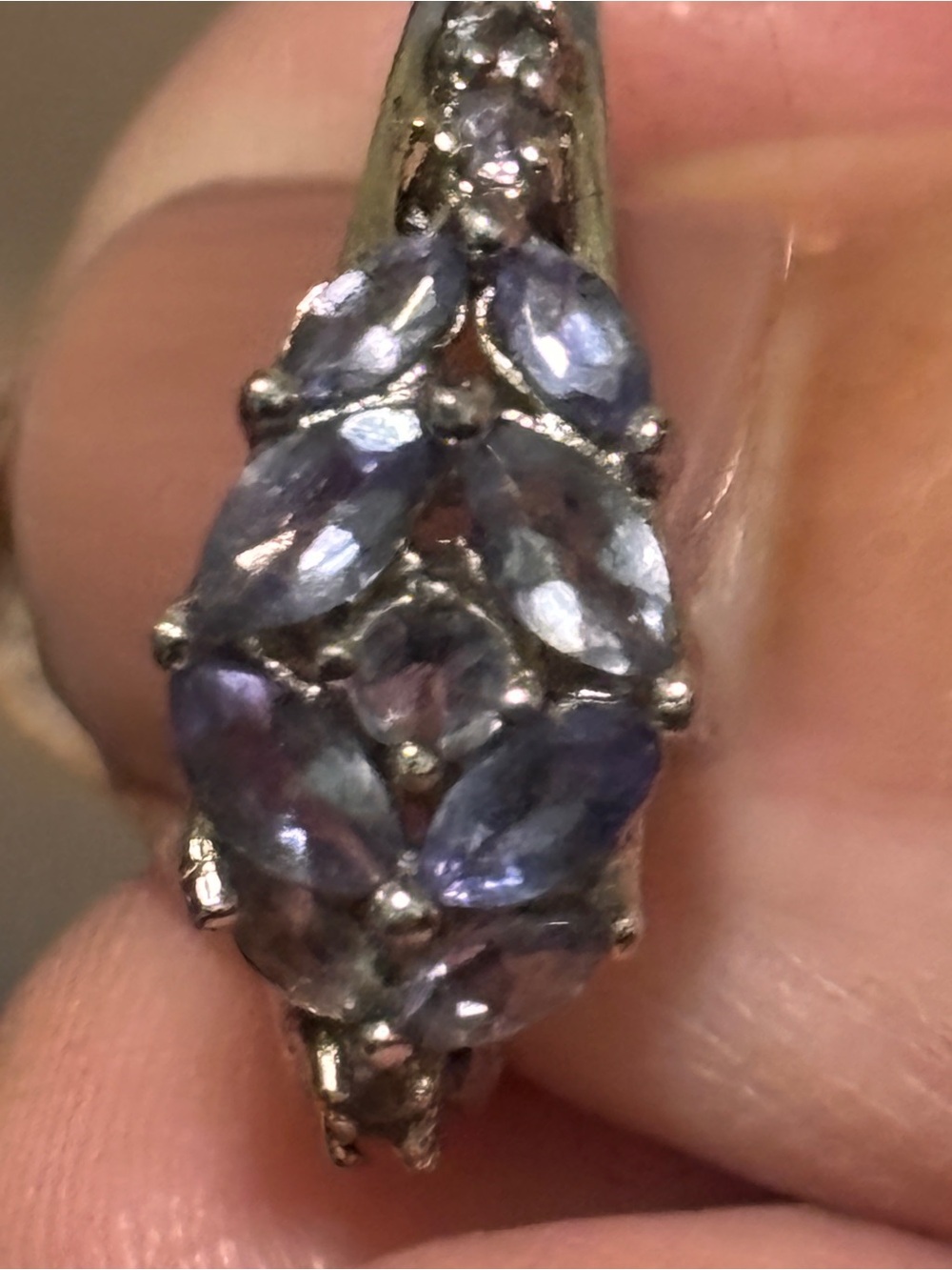 STAUER 925 STERLING SILVER NATURAL TANZANITE FLOWER CLUSTER RING Size 7.25 - Picture 12 of 14